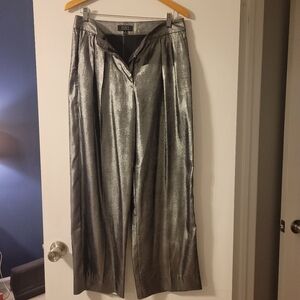 Banana Republic Silver Wide Leg Pants